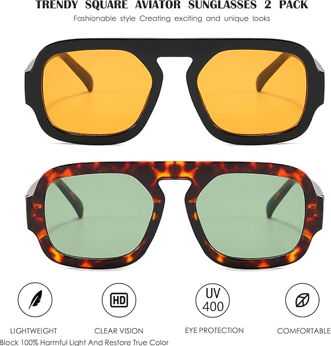 MUNSADE Square Aviator Sunglasses - gambar 2