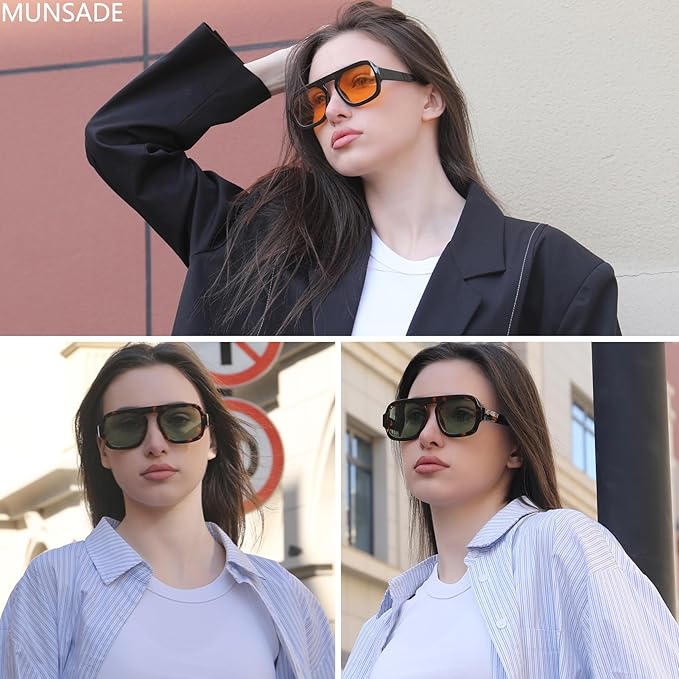 MUNSADE Square Aviator Sunglasses - gambar 3