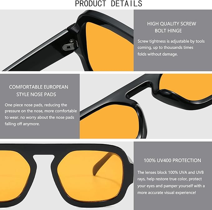 MUNSADE Square Aviator Sunglasses - gambar 4